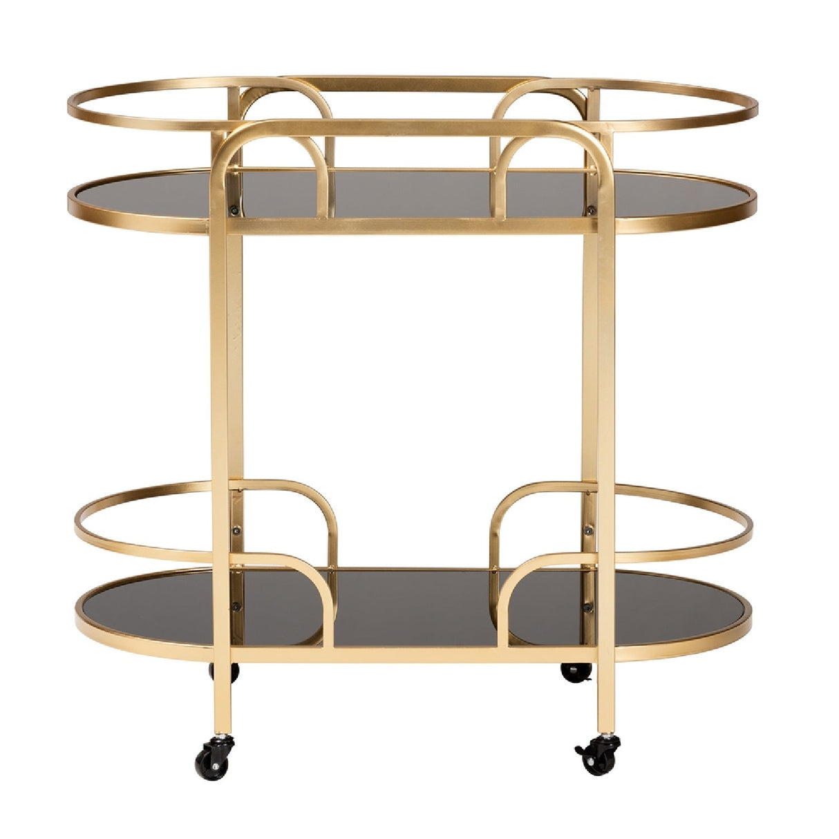 Modern European furniture - Gold 2-Tier Wine Cart - www.oroa.com