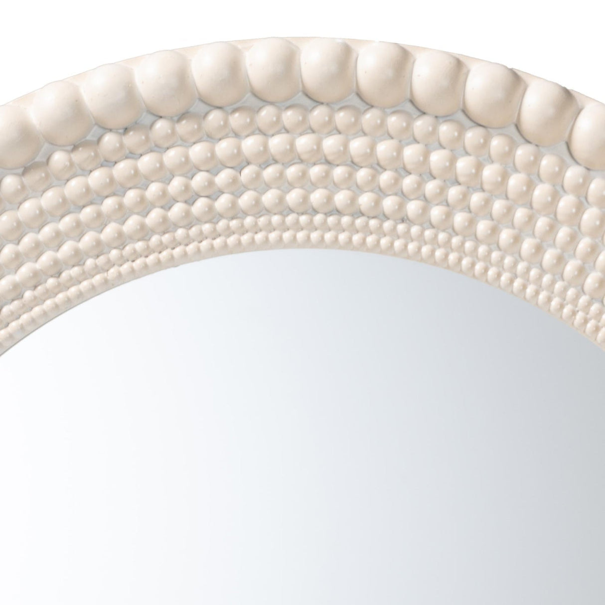 Contract furniture - Round White Beaded Accent Mirror - www.oroatrade.com