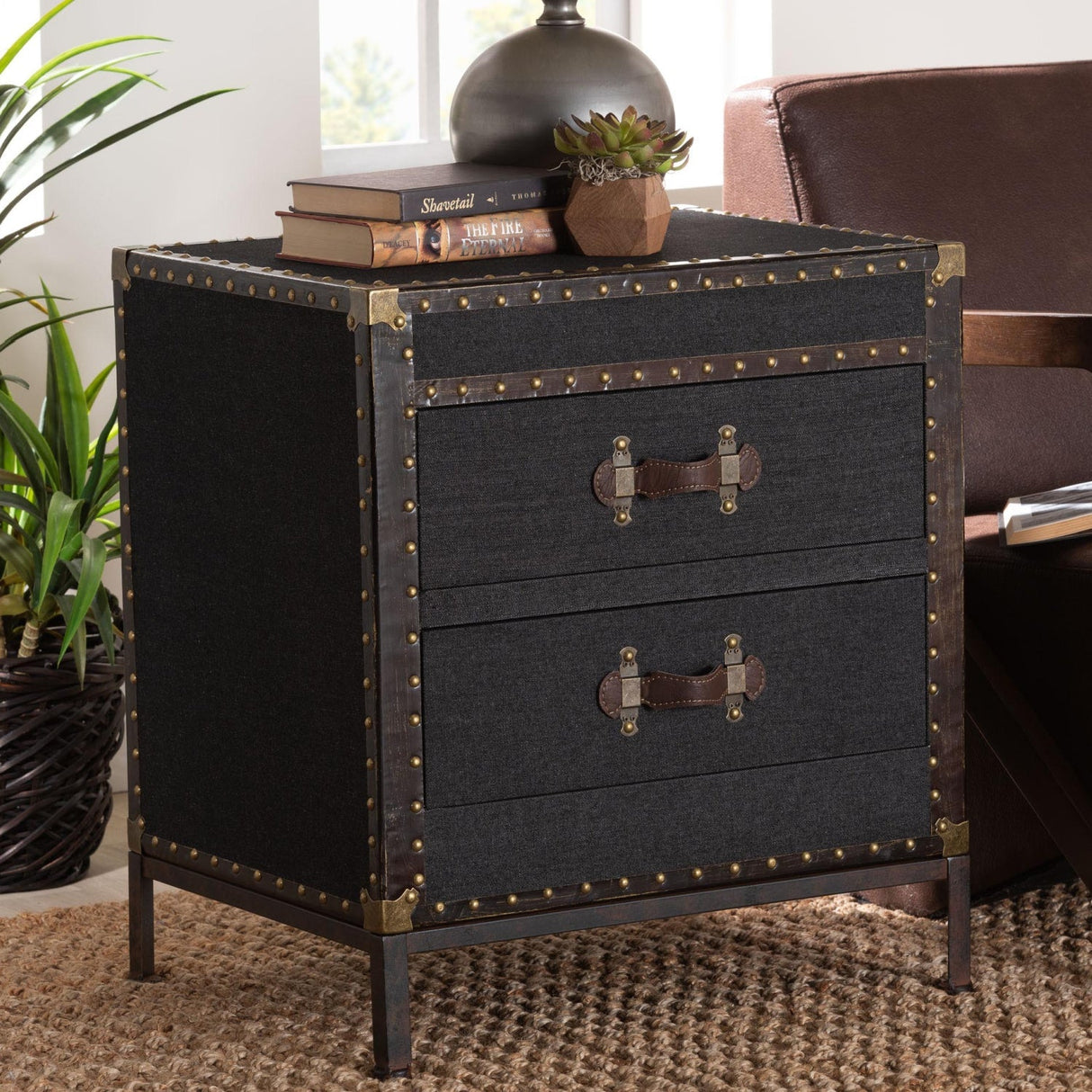 Modern European furniture - Black Canvas Trunk End Table - www.oroa.com