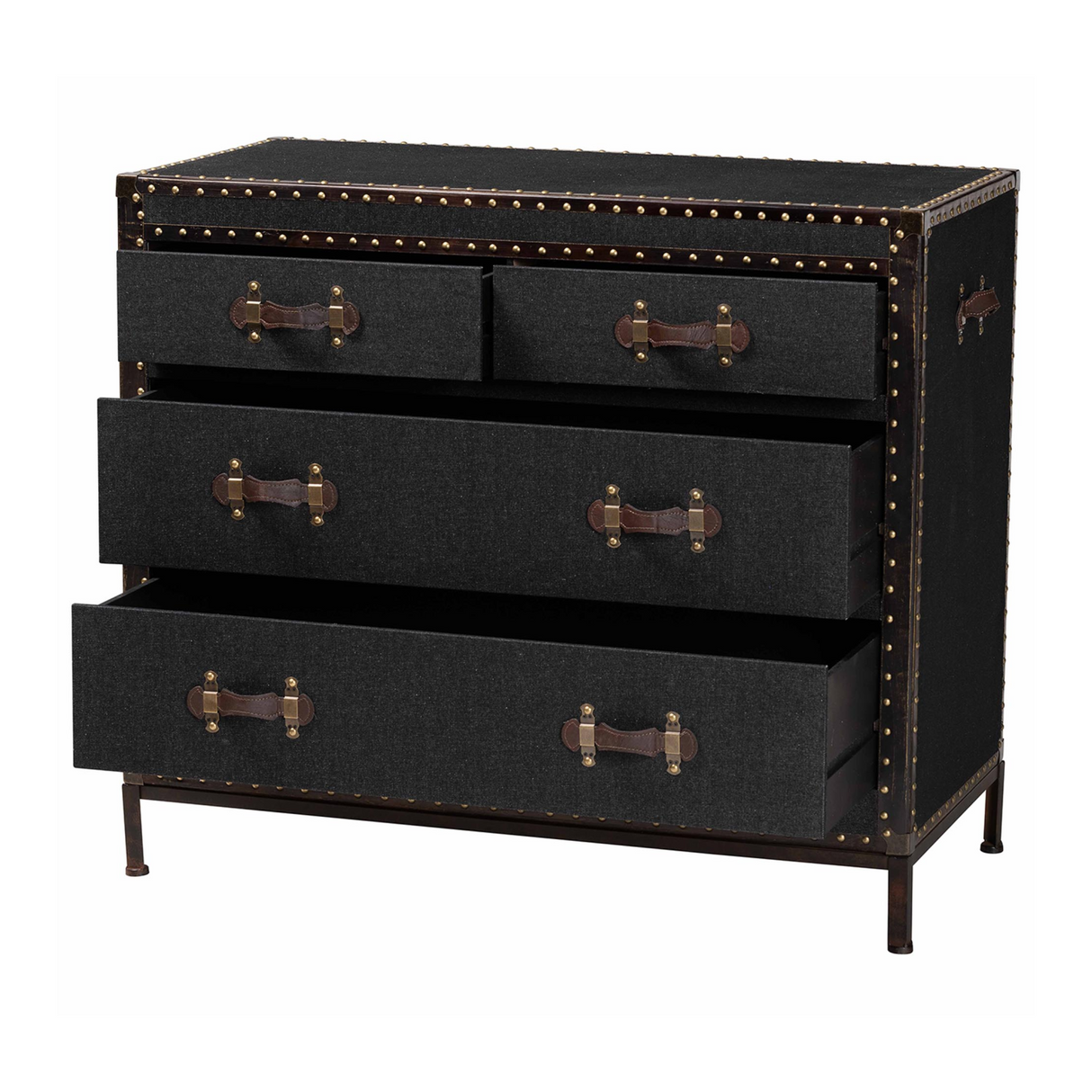Modern European furniture - Vintage Black 4 Drawer Cabinet - www.oroa.com
