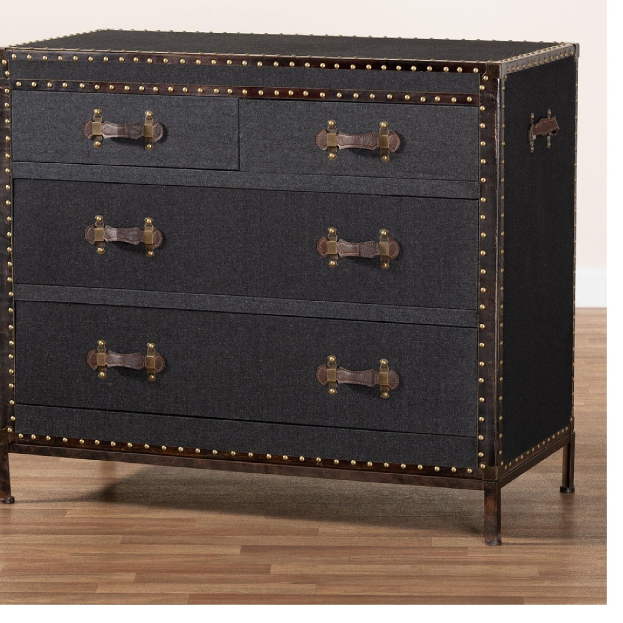 Modern European furniture - Vintage Black 4 Drawer Cabinet - www.oroa.com