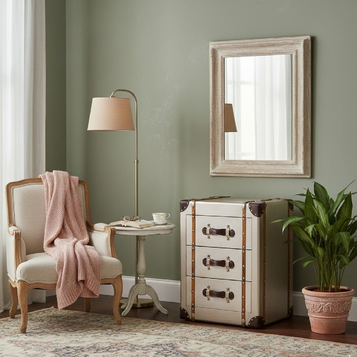 Modern European furniture - Vintage Bronze 3 Drawer Cabinet - www.oroa.com
