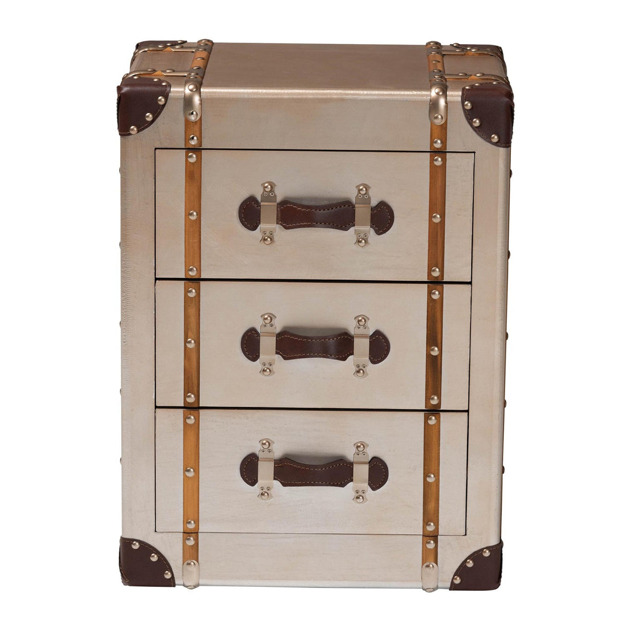 Modern European furniture - Vintage Bronze 3 Drawer Cabinet - www.oroa.com