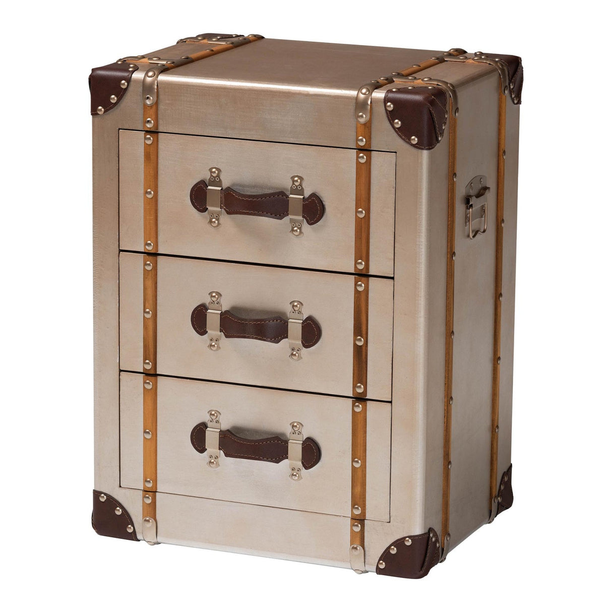 Modern European furniture - Vintage Bronze 3 Drawer Cabinet - www.oroa.com