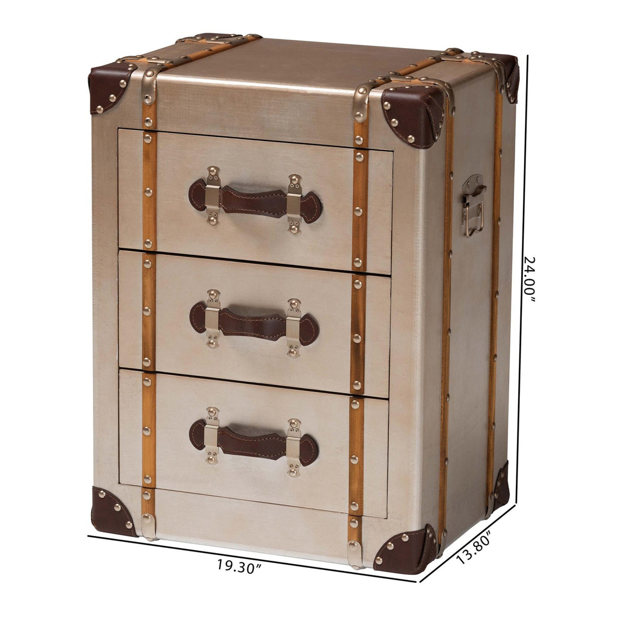 Modern European furniture - Vintage Bronze 3 Drawer Cabinet - www.oroa.com