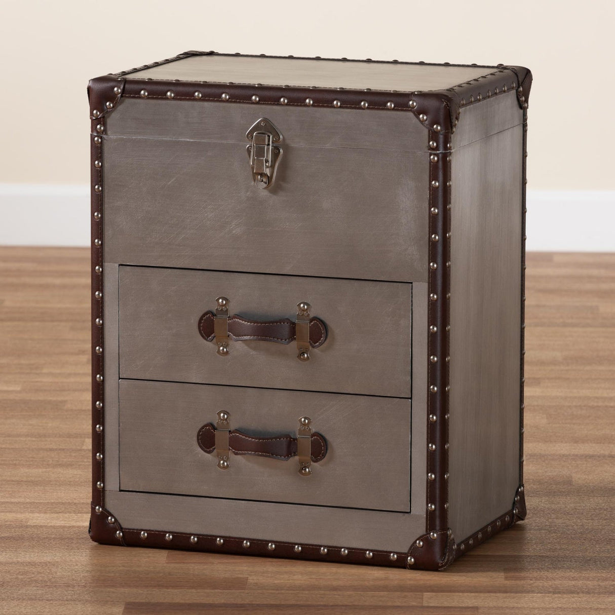 Modern European furniture - Vintage Silver 2 Drawer End Table - www.oroa.com
