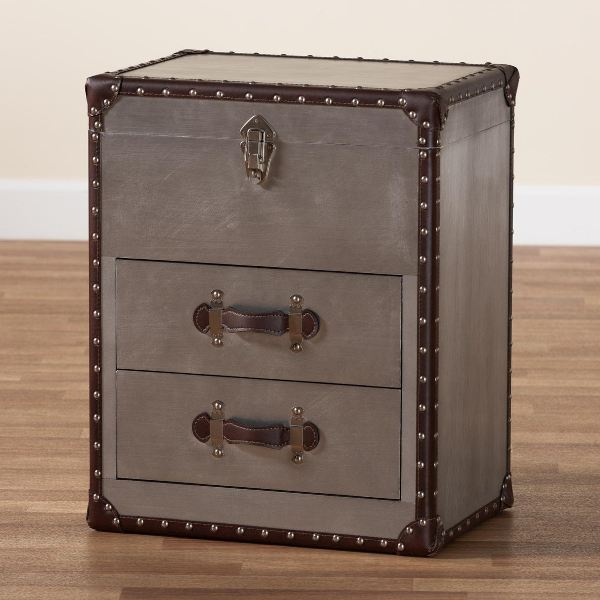 Modern European furniture - Vintage Silver 2 Drawer End Table - www.oroa.com