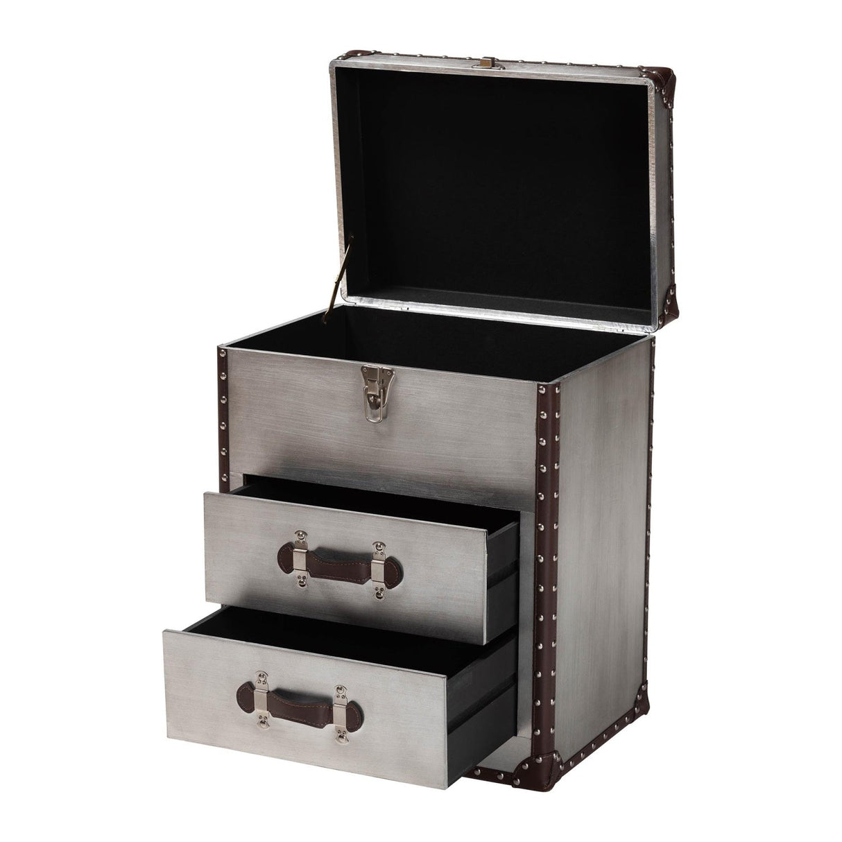 Modern European furniture - Vintage Silver 2 Drawer End Table - www.oroa.com
