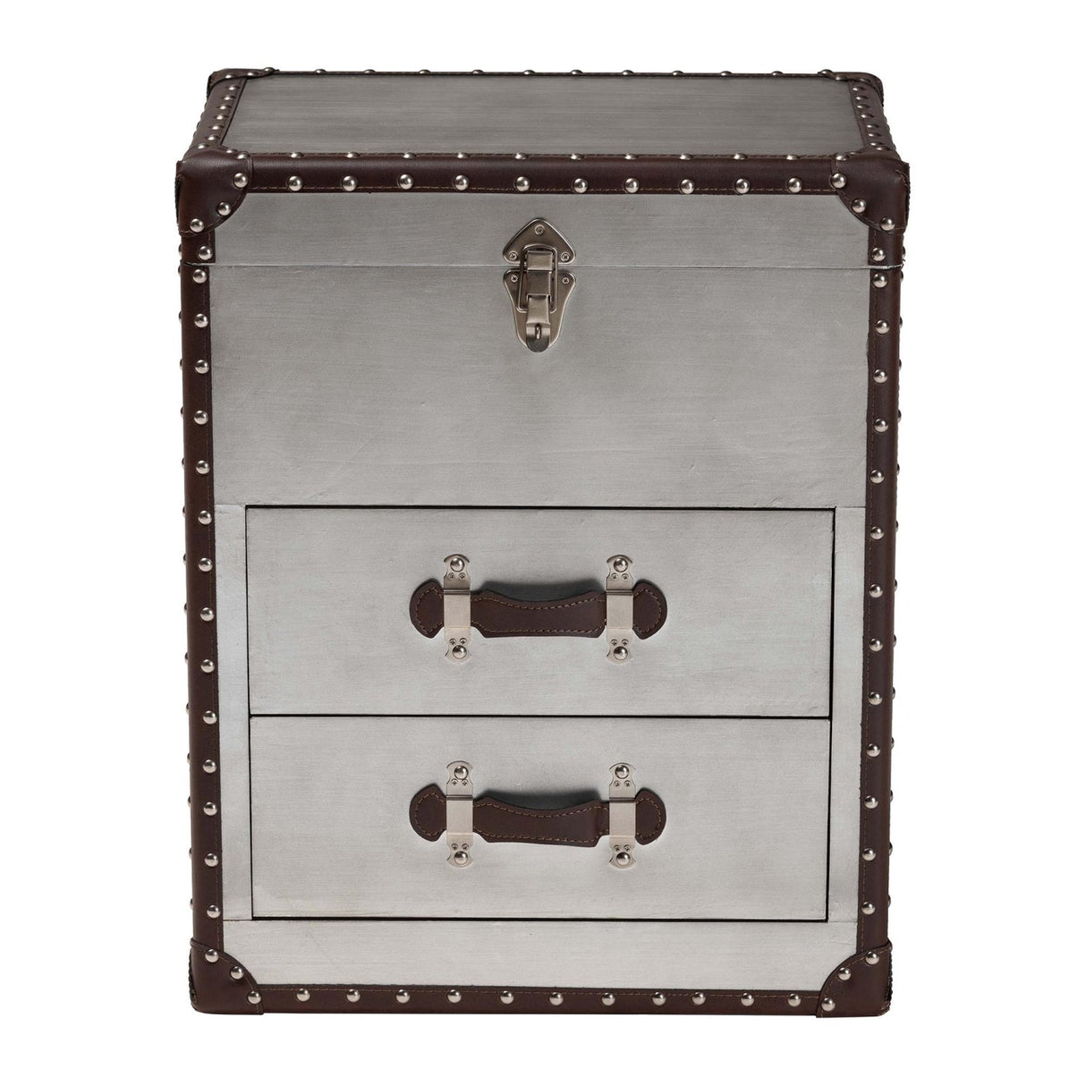 Modern European furniture - Vintage Silver 2 Drawer End Table - www.oroa.com
