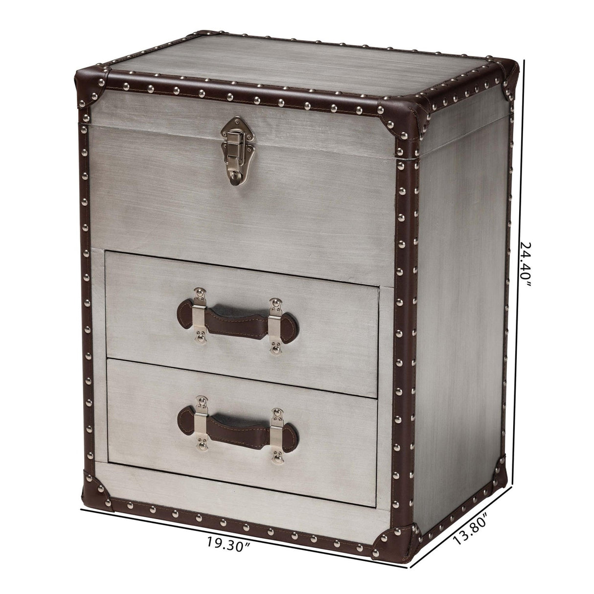 Modern European furniture - Vintage Silver 2 Drawer End Table - www.oroa.com