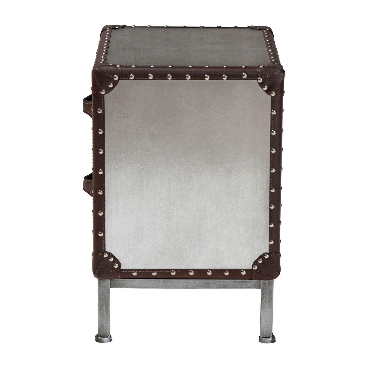Modern European furniture - 2 Drawer Silver Vintage End Table - www.oroa.com