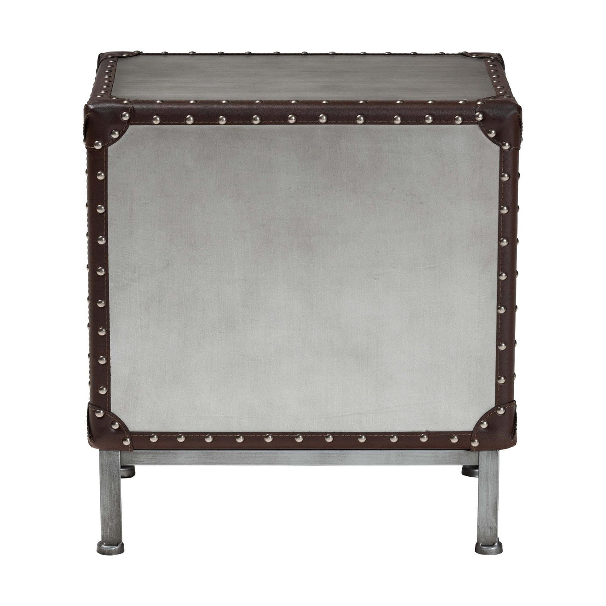 Modern European furniture - 2 Drawer Silver Vintage End Table - www.oroa.com
