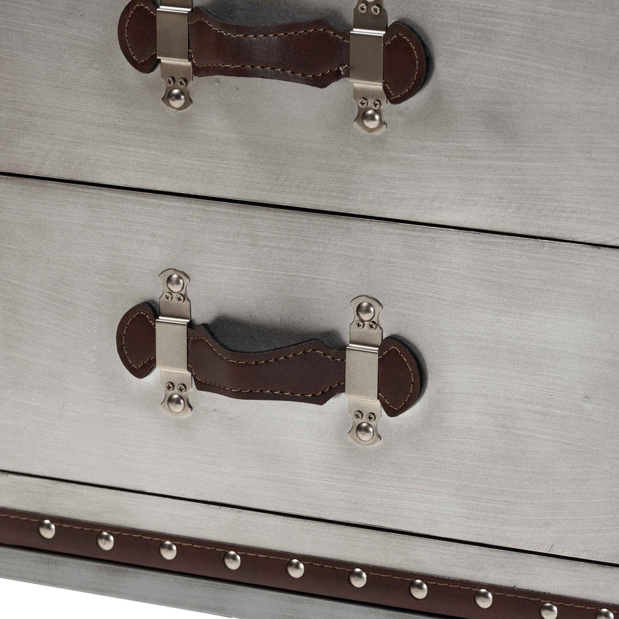 Modern European furniture - 2 Drawer Silver Vintage End Table - www.oroa.com