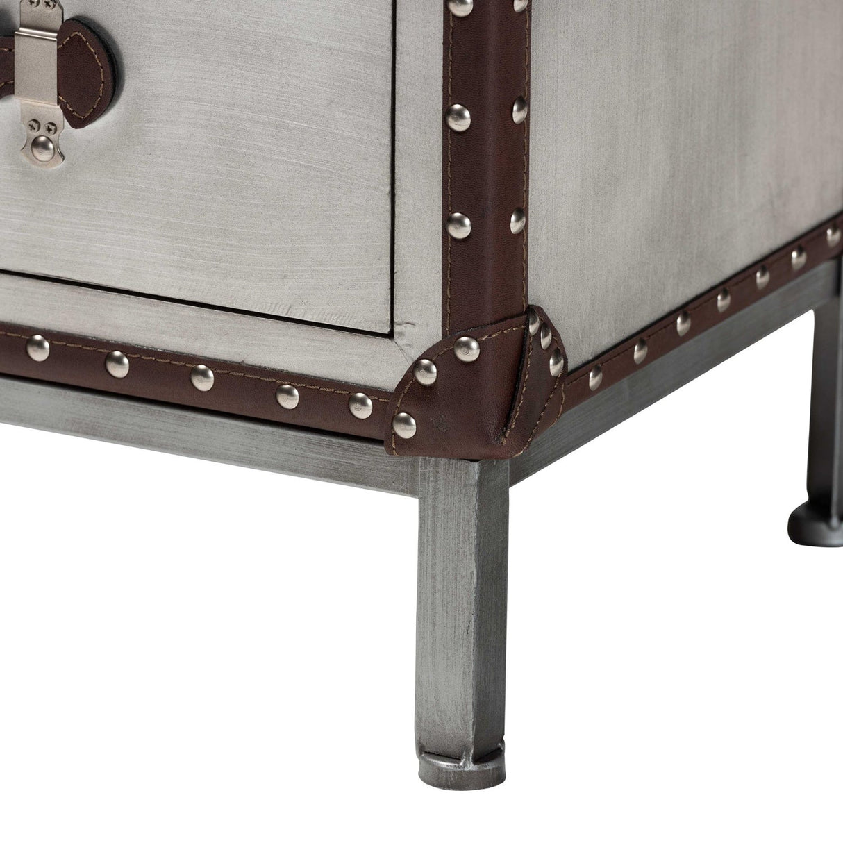 Modern European furniture - 2 Drawer Silver Vintage End Table - www.oroa.com