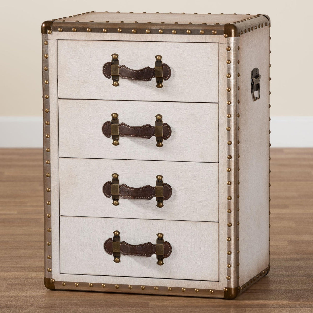 Modern European furniture - Vintage Metal 4 Drawer End Table - www.oroa.com