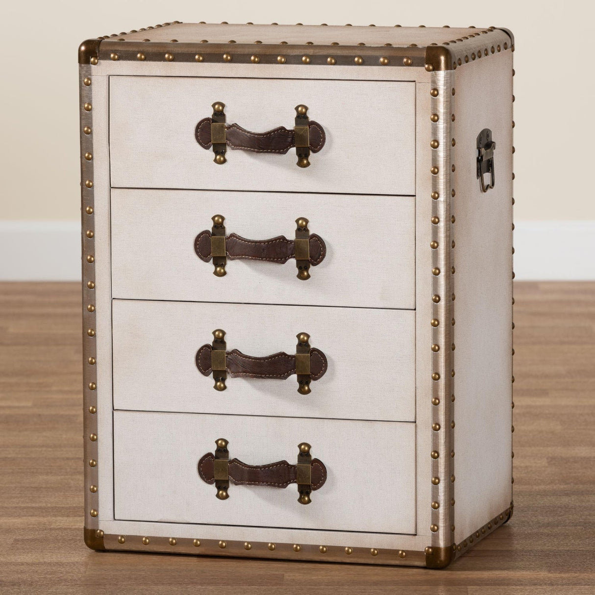 Modern European furniture - Vintage Metal 4 Drawer End Table - www.oroa.com