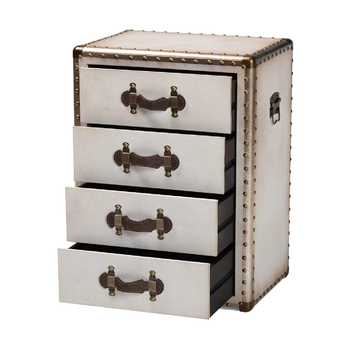 Modern European furniture - Vintage Metal 4 Drawer End Table - www.oroa.com