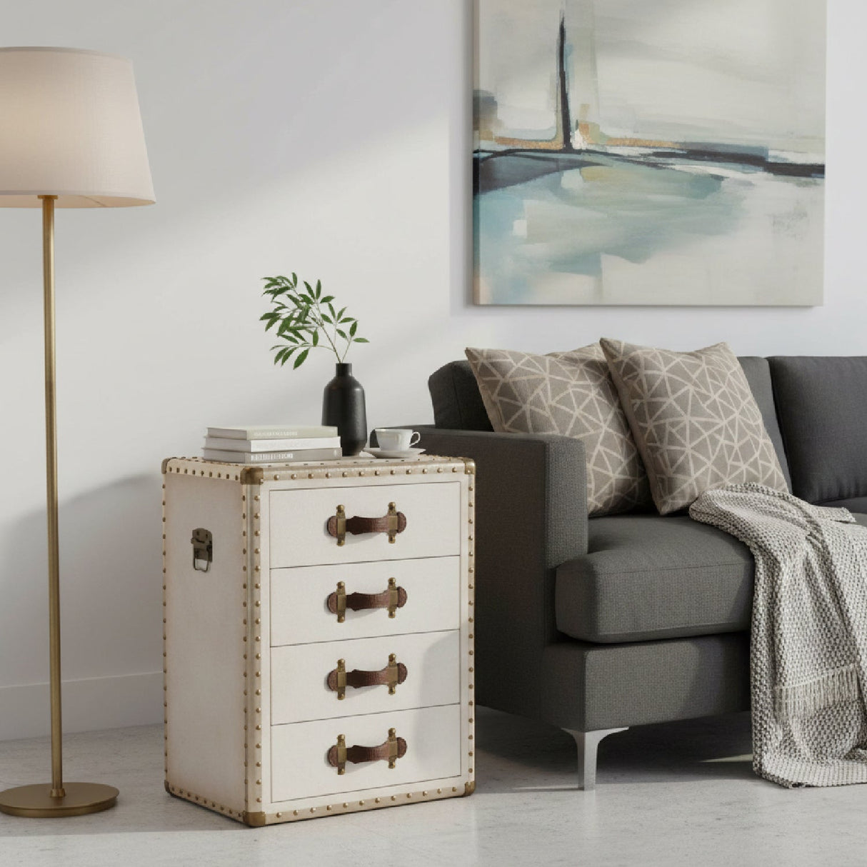 Modern European furniture - Vintage Metal 4 Drawer End Table - www.oroa.com