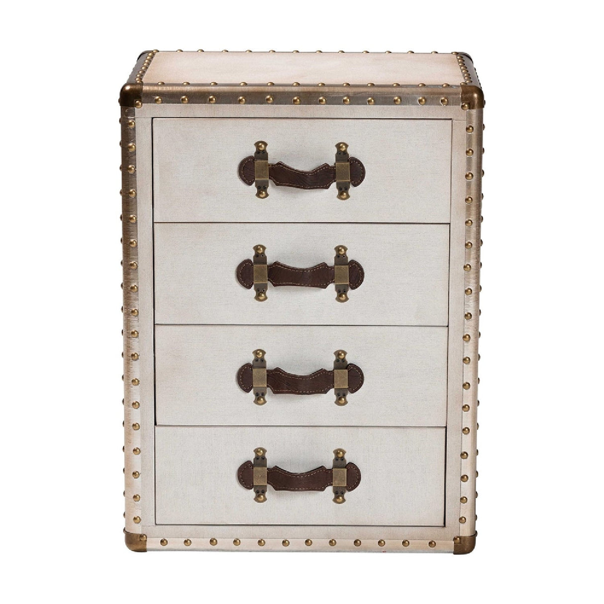 Modern European furniture - Vintage Metal 4 Drawer End Table - www.oroa.com