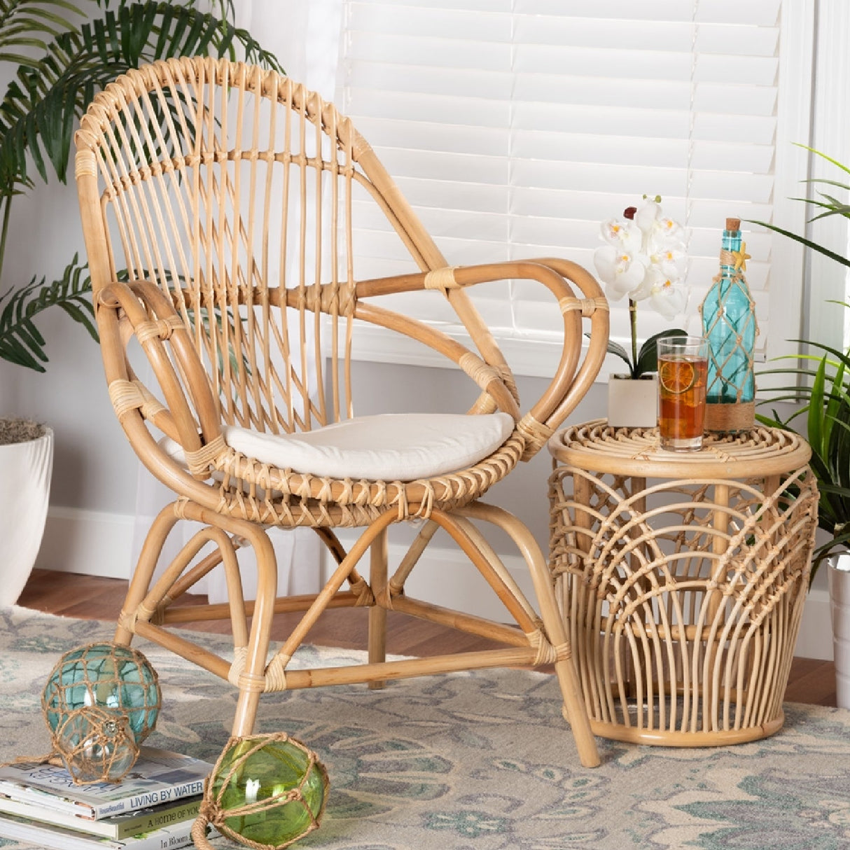 Modern European furniture - Rattan Woven Embellishments Accent Chair - www.oroa.com