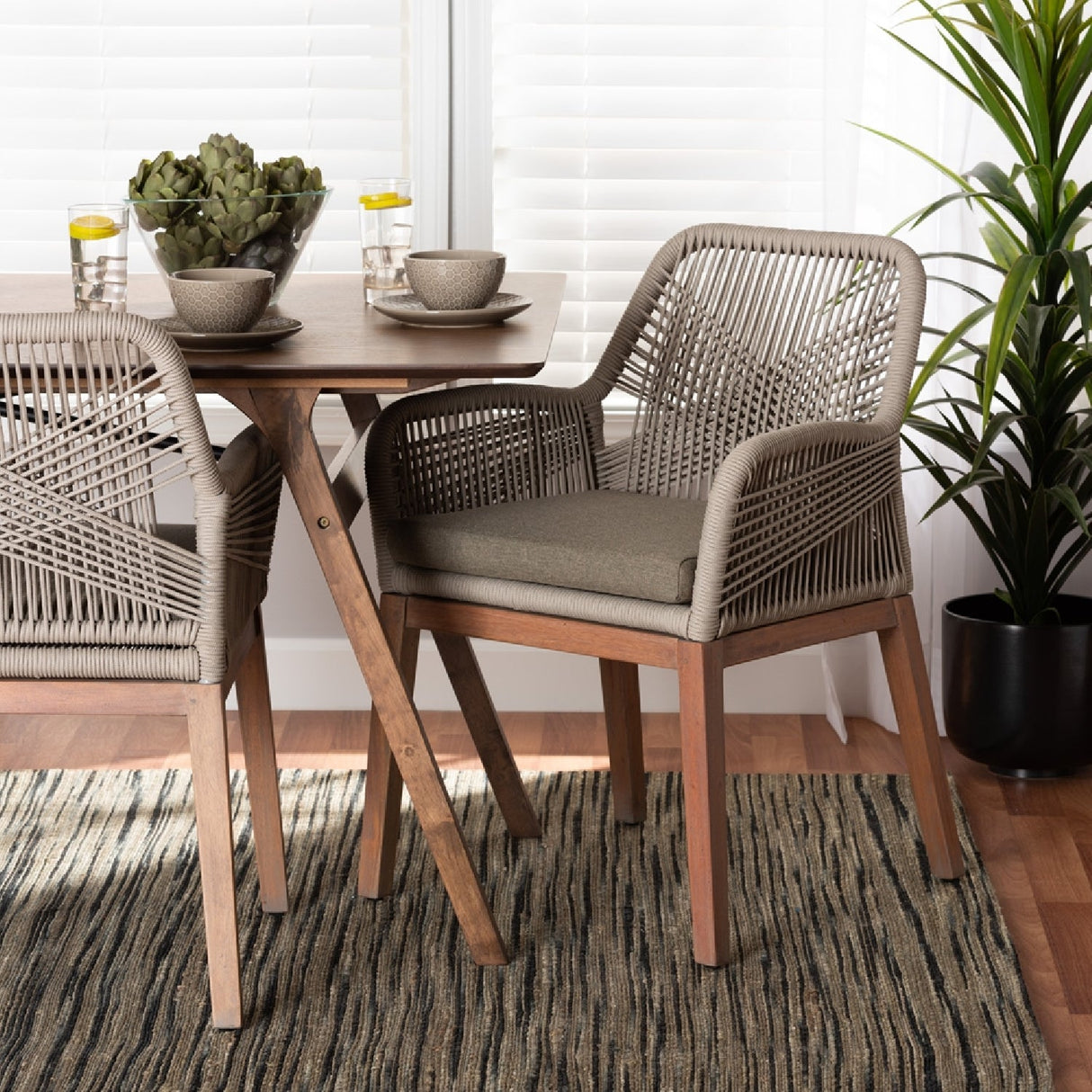 Modern European furniture - Gray Woven Rope Dining Chair - www.oroa.com