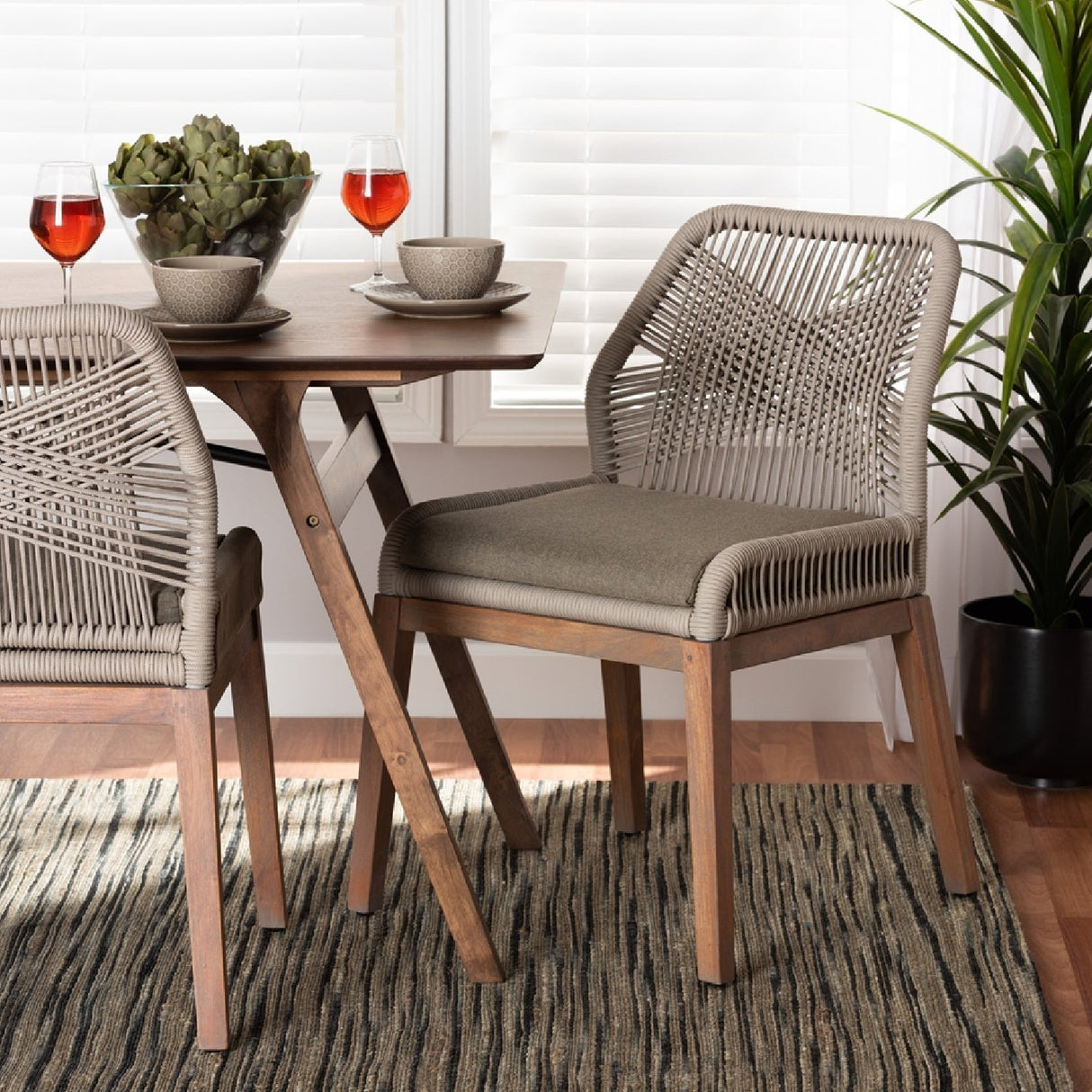 Modern European furniture - Gray Woven Rope Dining Chair - www.oroa.com