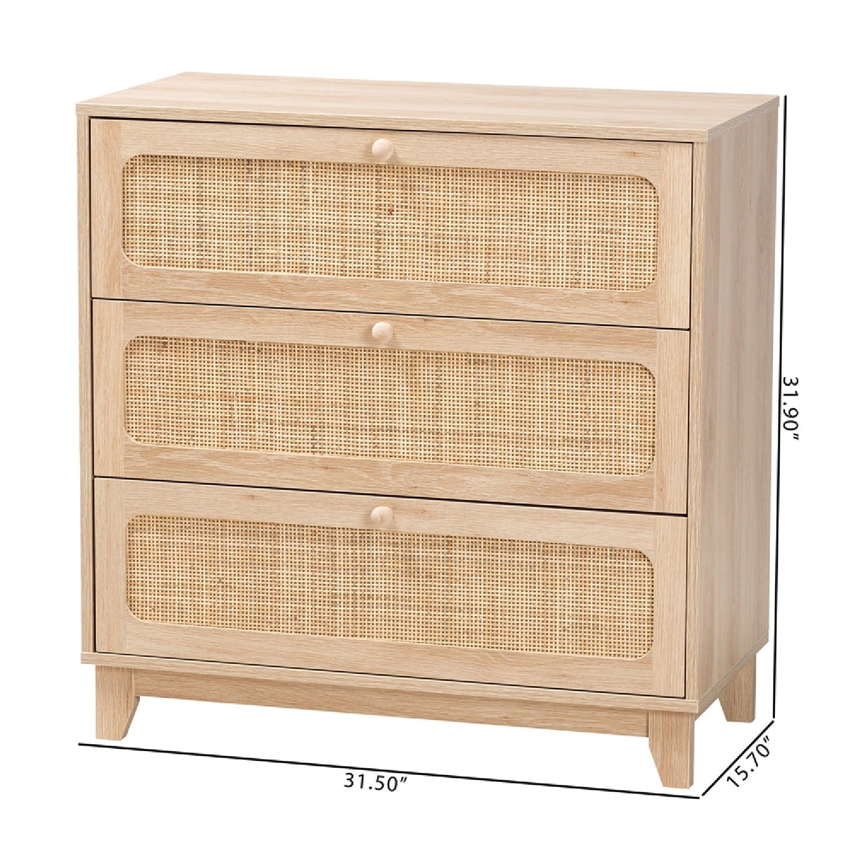 Oak Japandi 3 Drawer Cabinet | Bali Loom Elsbeth | Oroa.com