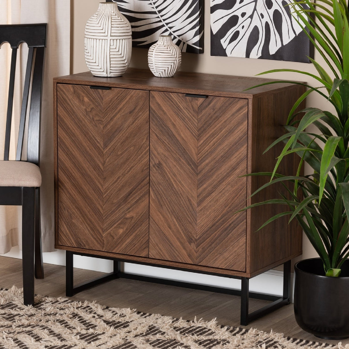 Modern European furniture - Brown Wooden 2 Door Cabinet - www.oroa.com