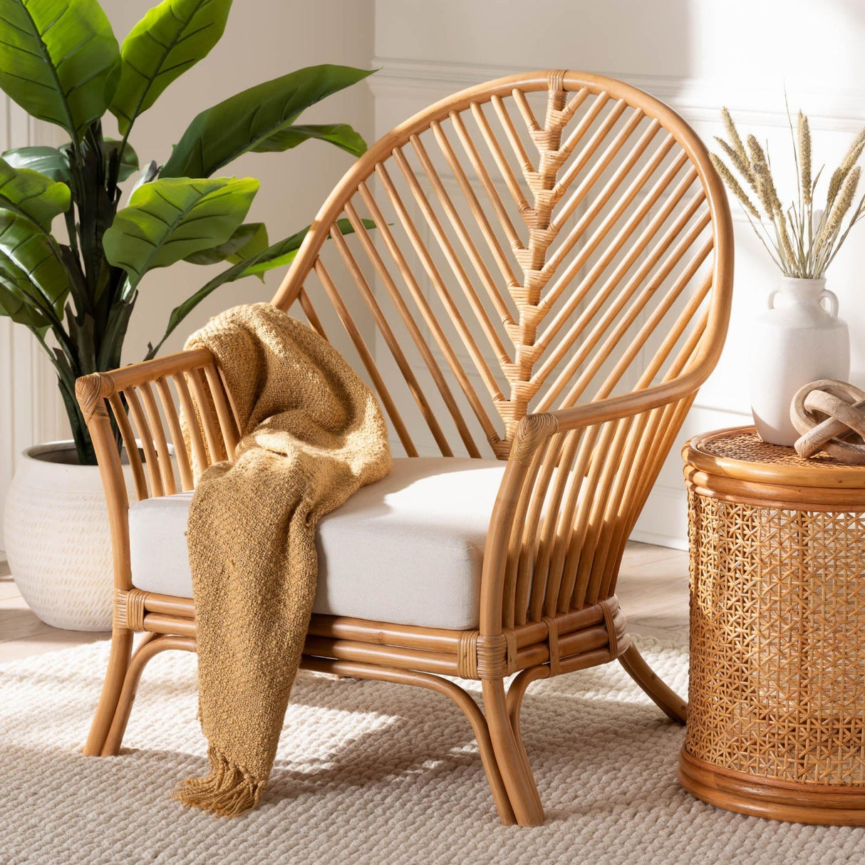 Modern European furniture - Flared Arm Rattan Accent Chair - www.oroa.com