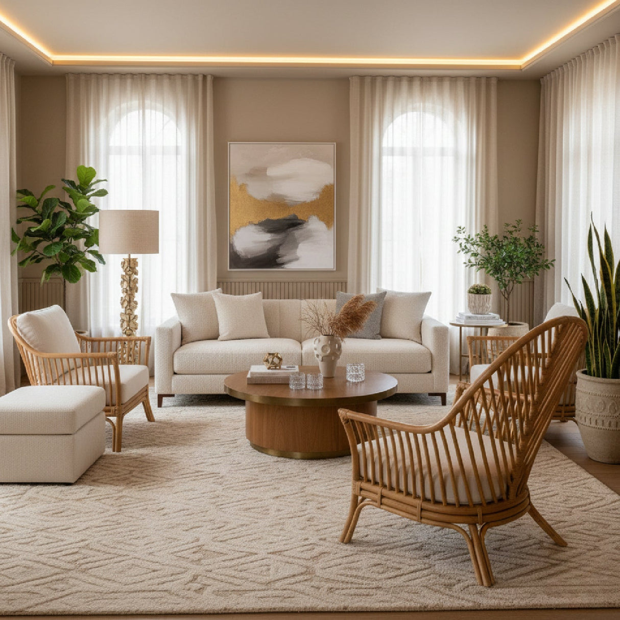 Modern European furniture - Flared Arm Rattan Accent Chair - www.oroa.com