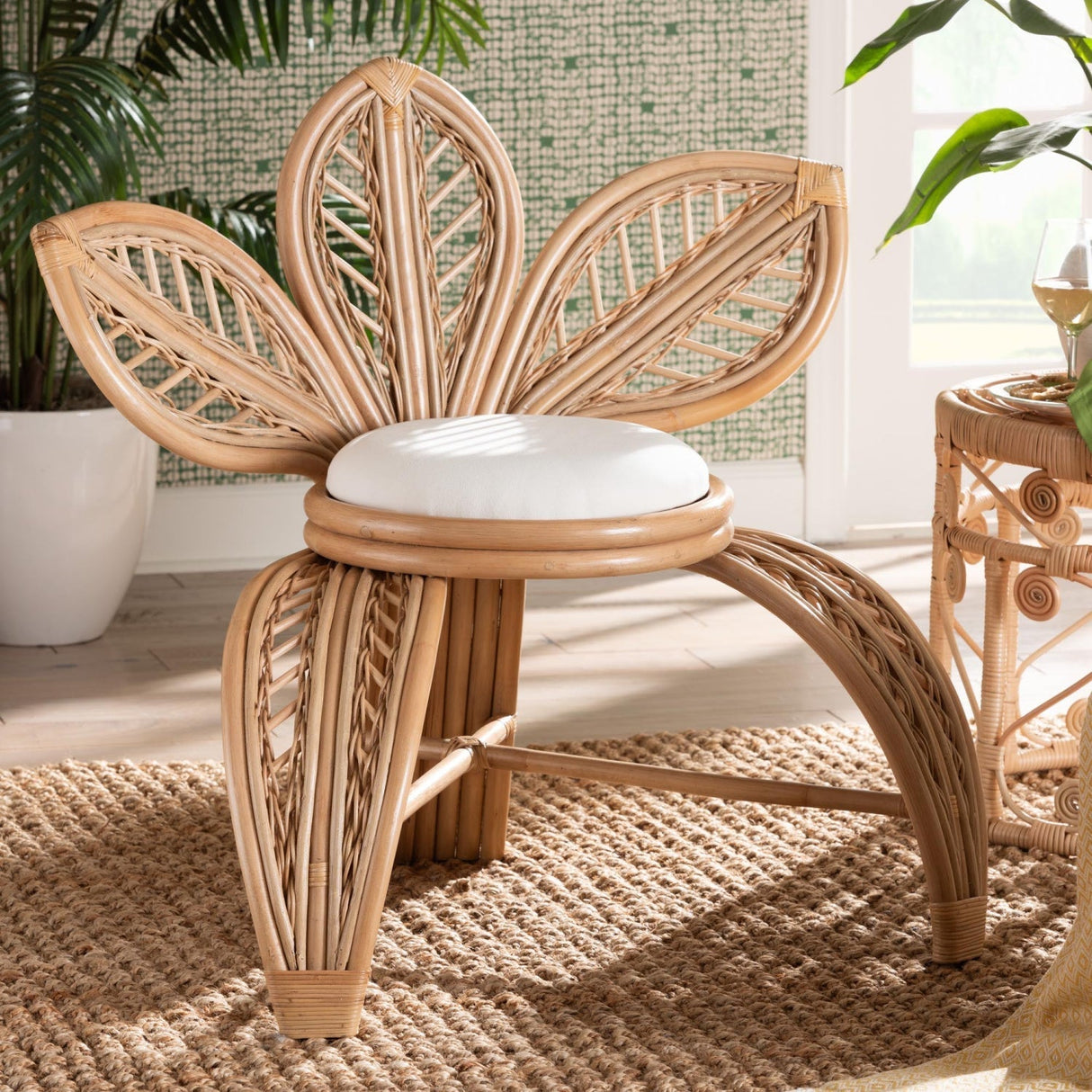 Modern European furniture - Flower Inspired Rattan Accent Chair - www.oroa.com