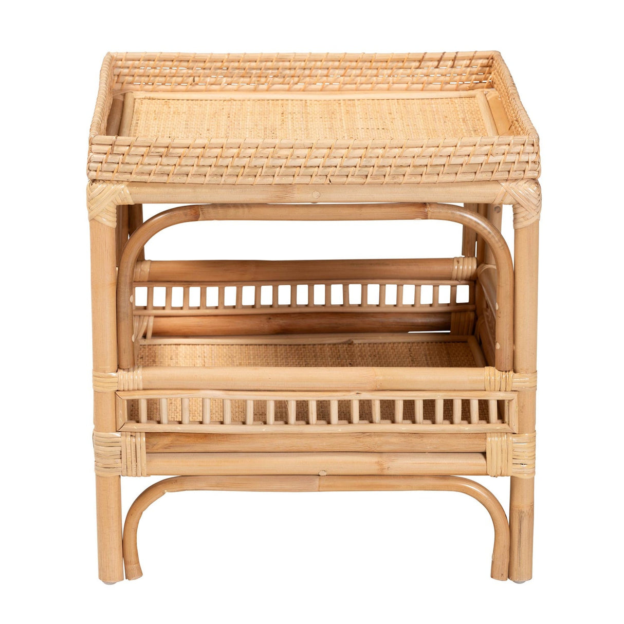 Modern European furniture - Rattan 2 Tier End Table - www.oroa.com