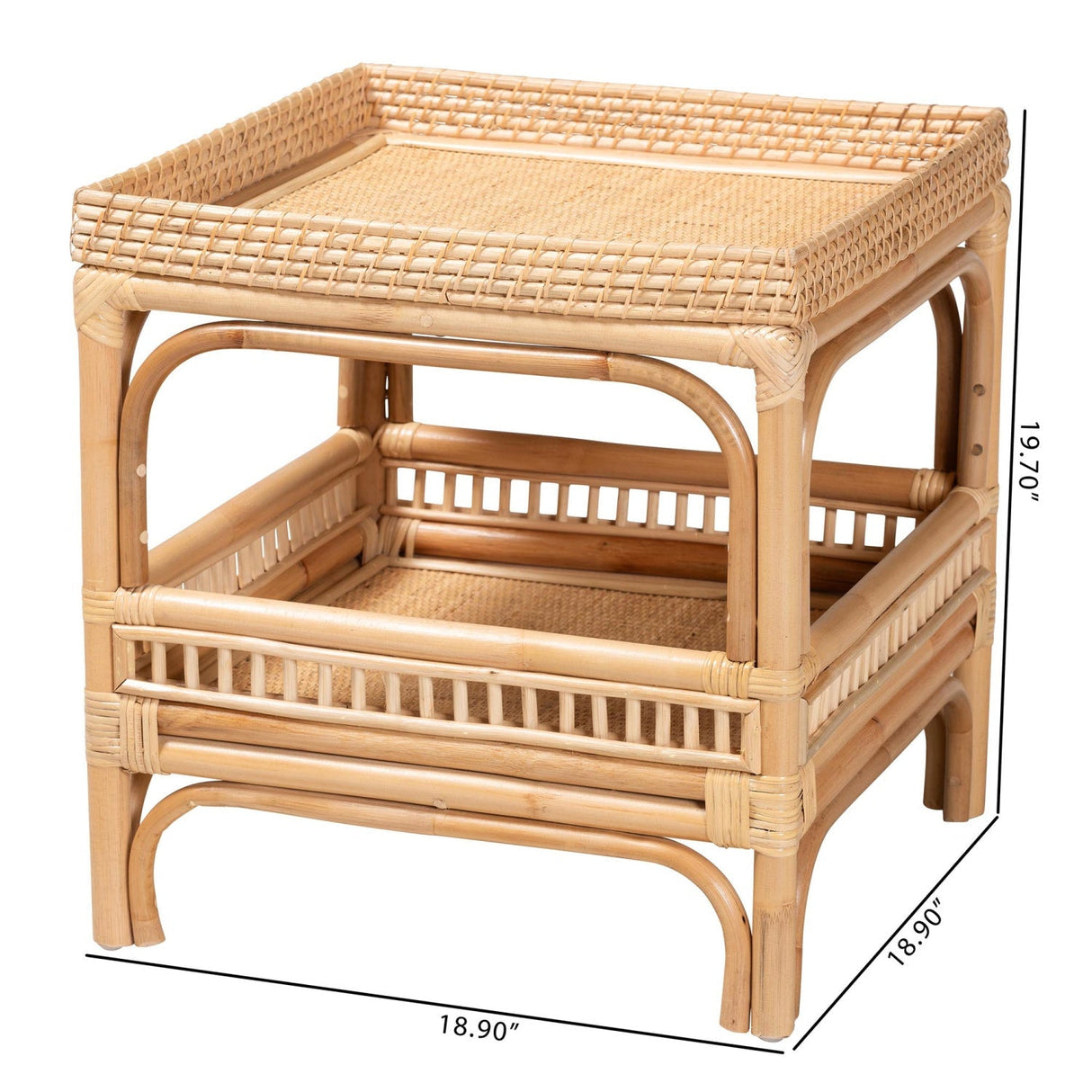 Modern European furniture - Rattan 2 Tier End Table - www.oroa.com