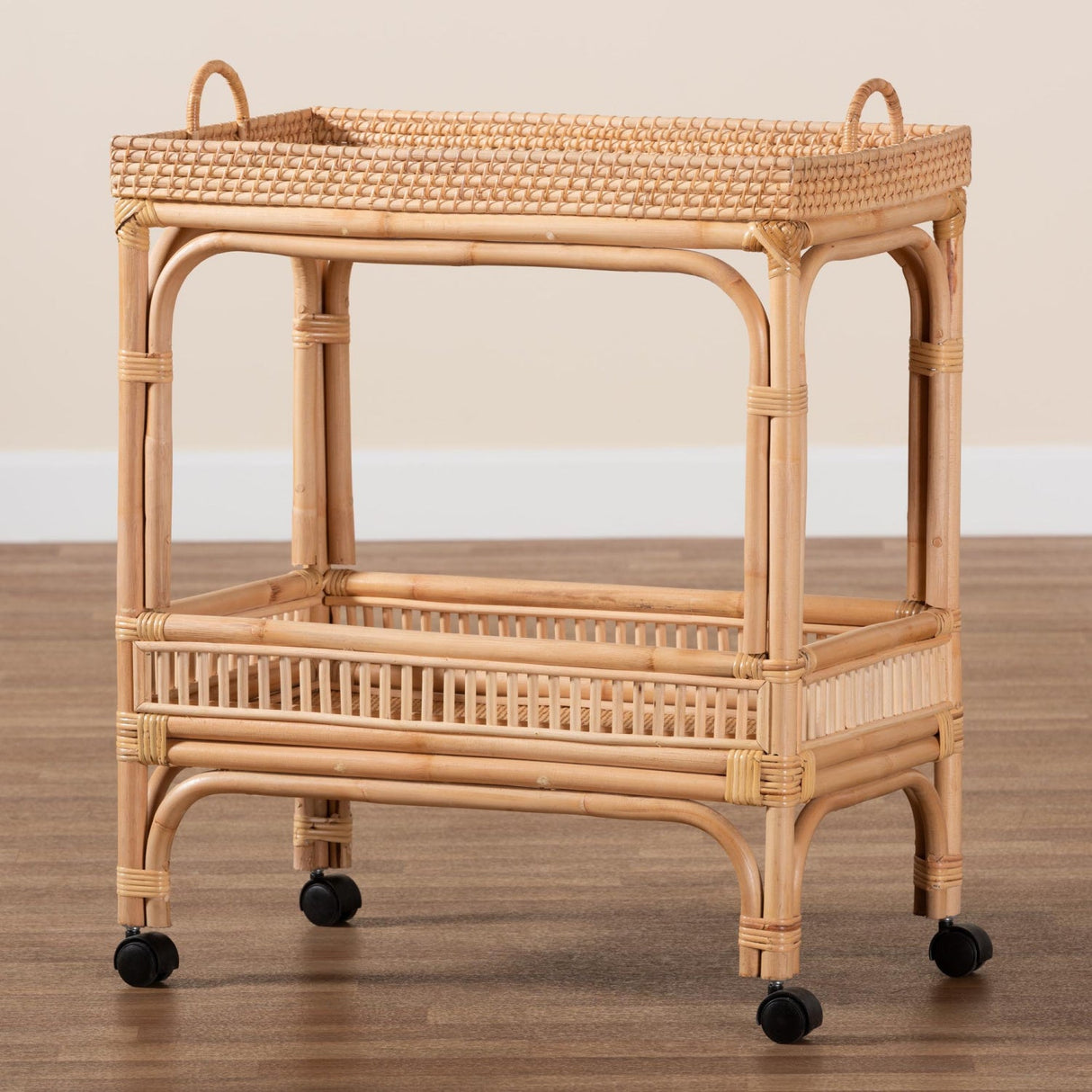 Modern European furniture - Woven Rattan Wine Cart - www.oroa.com