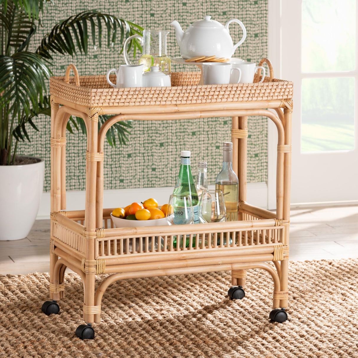 Modern European furniture - Woven Rattan Wine Cart - www.oroa.com | Oroa.com