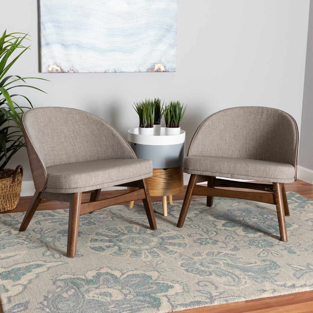Modern European furniture - Walnut Framed Curved Accent Chairs 2 - www.oroa.com