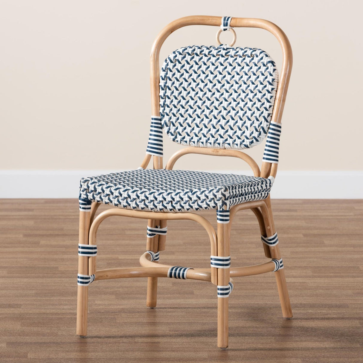Contract furniture - Blue White Weaving Bistro Chair - www.oroatrade.com