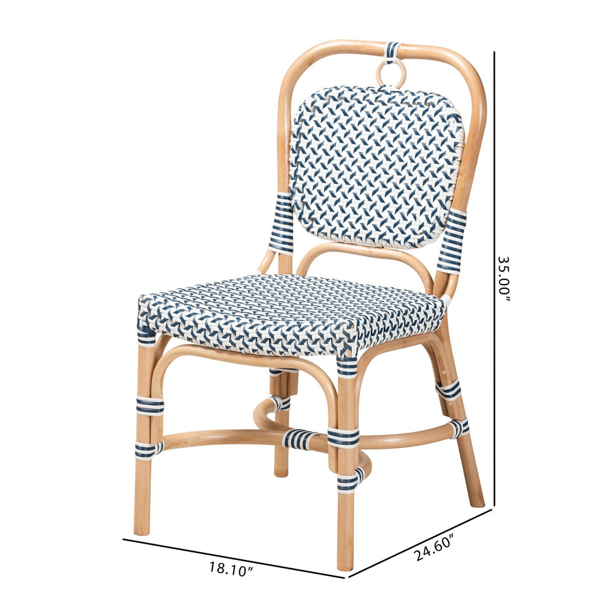 Contract furniture - Blue White Weaving Bistro Chair - www.oroatrade.com