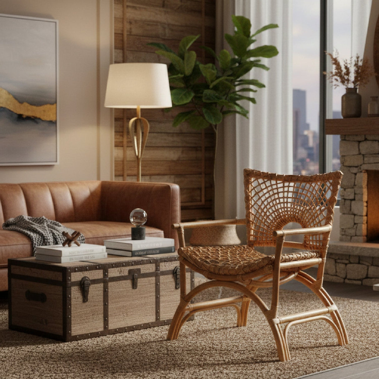 Modern European furniture - Curved Seat Rattan Accent Chair - www.oroa.com