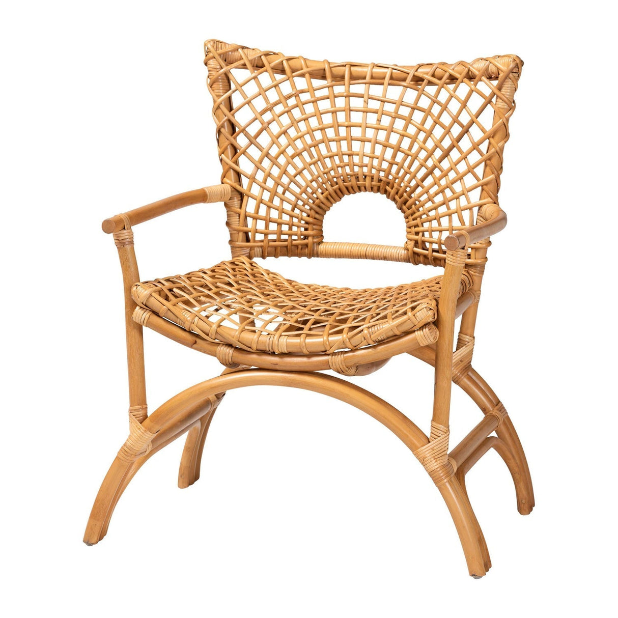 Modern European furniture - Curved Seat Rattan Accent Chair - www.oroa.com
