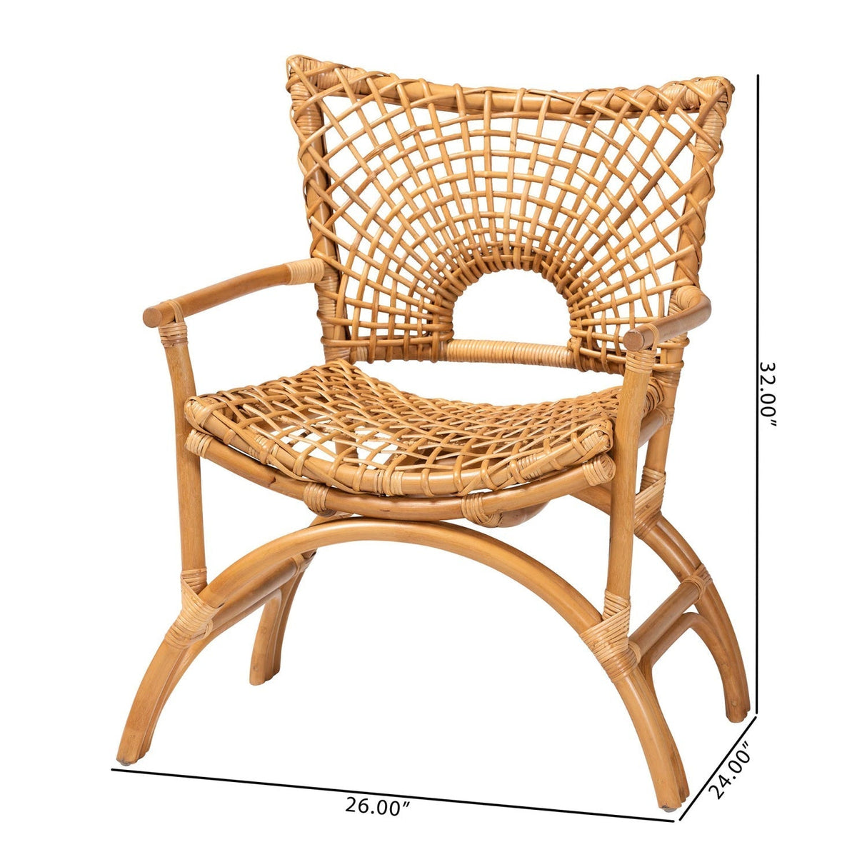 Modern European furniture - Curved Seat Rattan Accent Chair - www.oroa.com