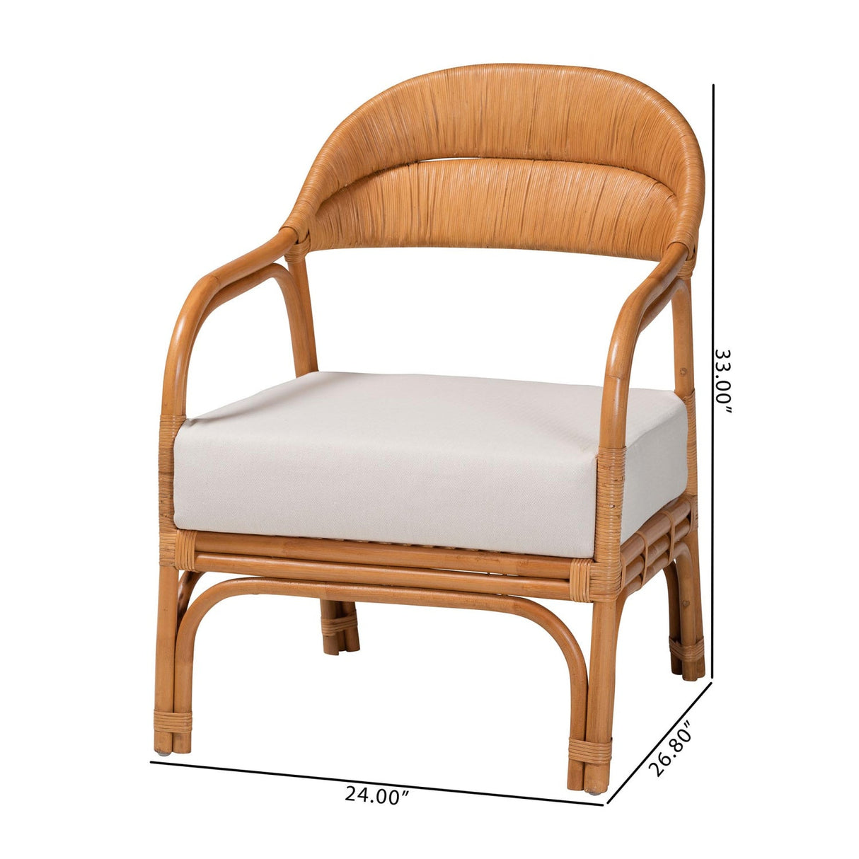 Modern European furniture - Cushioned Seat Rattan Accent Chair - www.oroa.com
