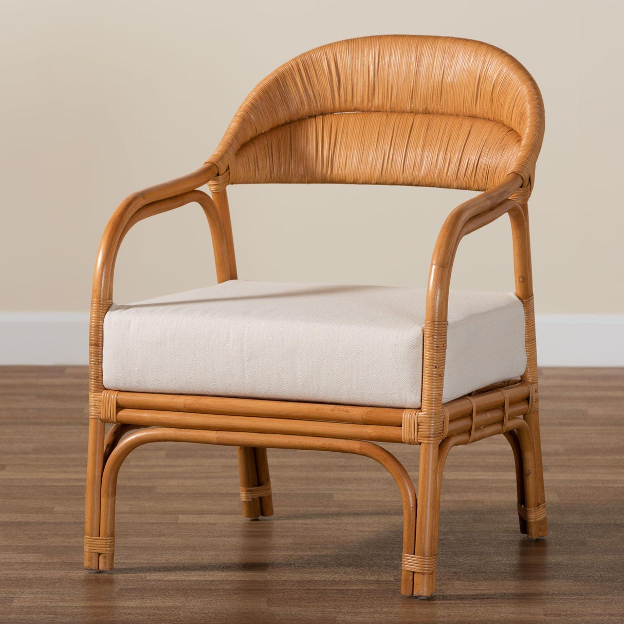 Modern European furniture - Cushioned Seat Rattan Accent Chair - www.oroa.com