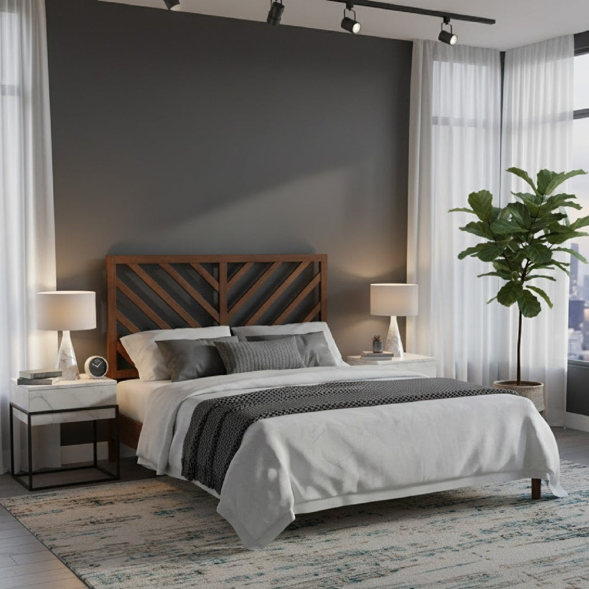 Modern European furniture - Wooden Chevron King Size Headboard - www.oroa.com