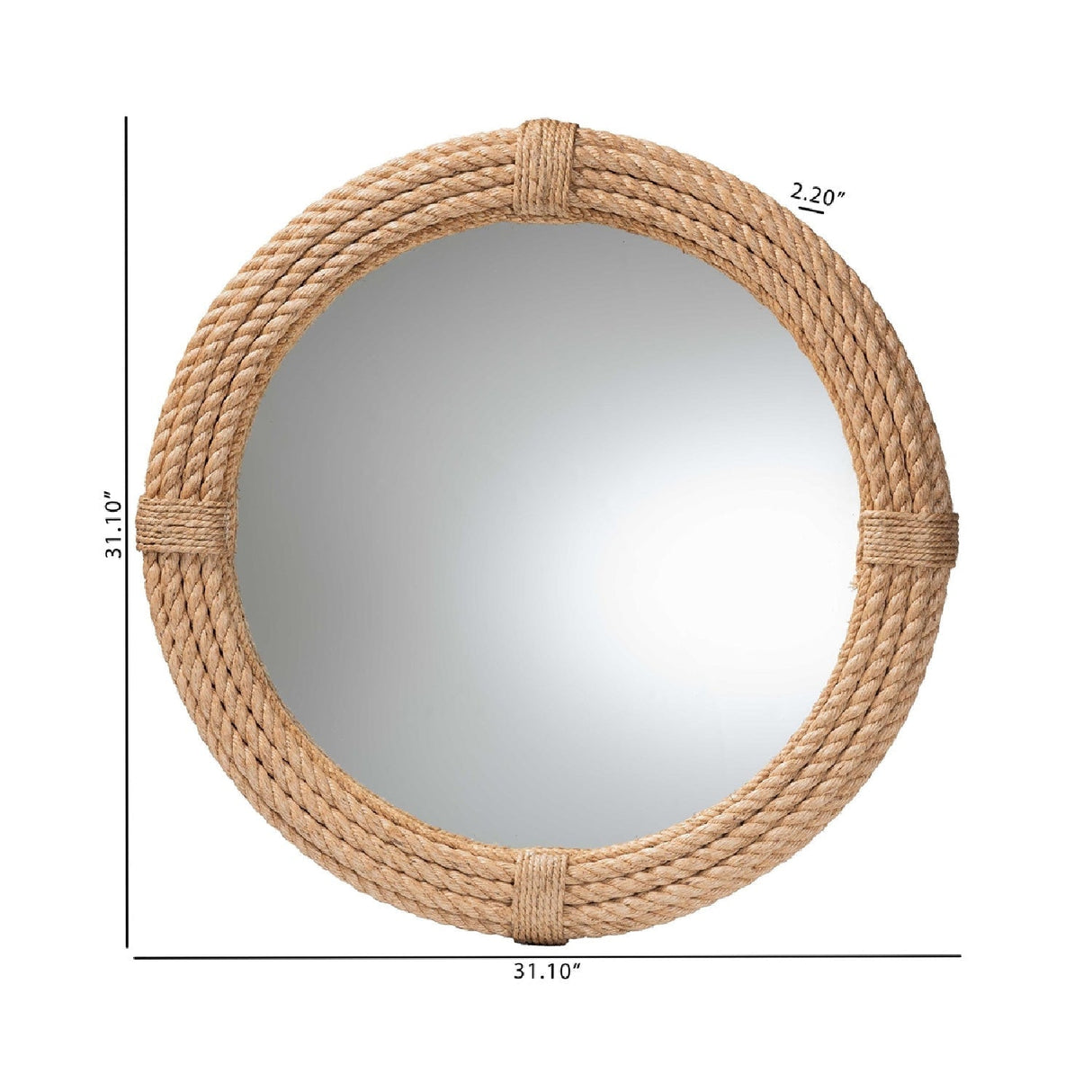 Contract furniture - Woven Rope Round Wall Mirror - www.oroatrade.com