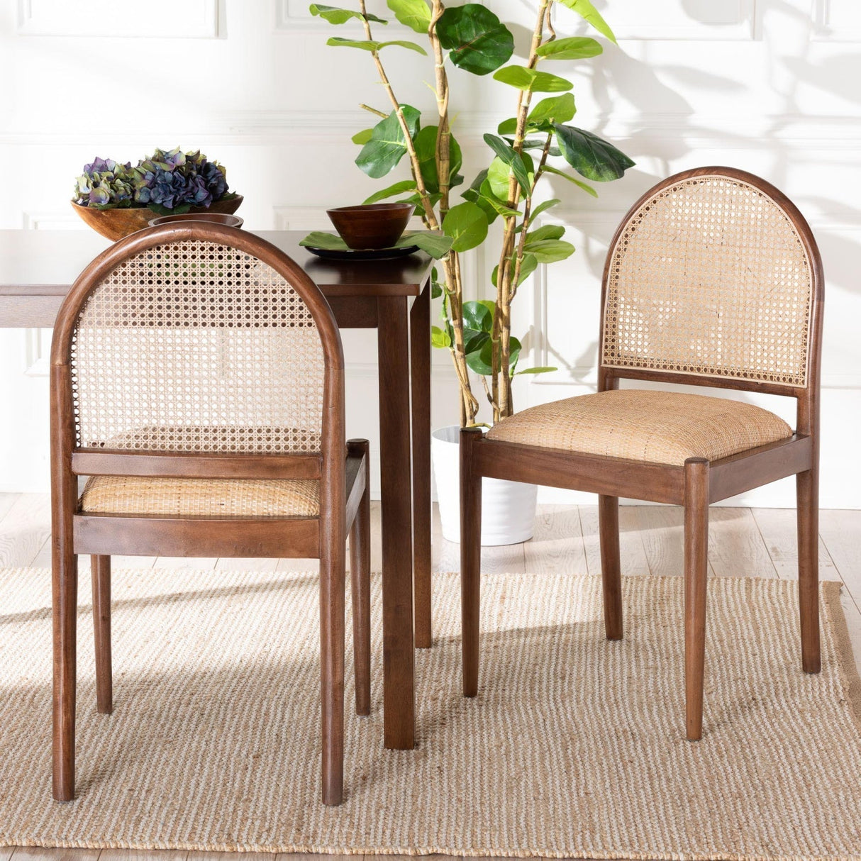 Contract furniture - Acacia Framed Rattan Dining Chairs 2 - www.oroatrade.com