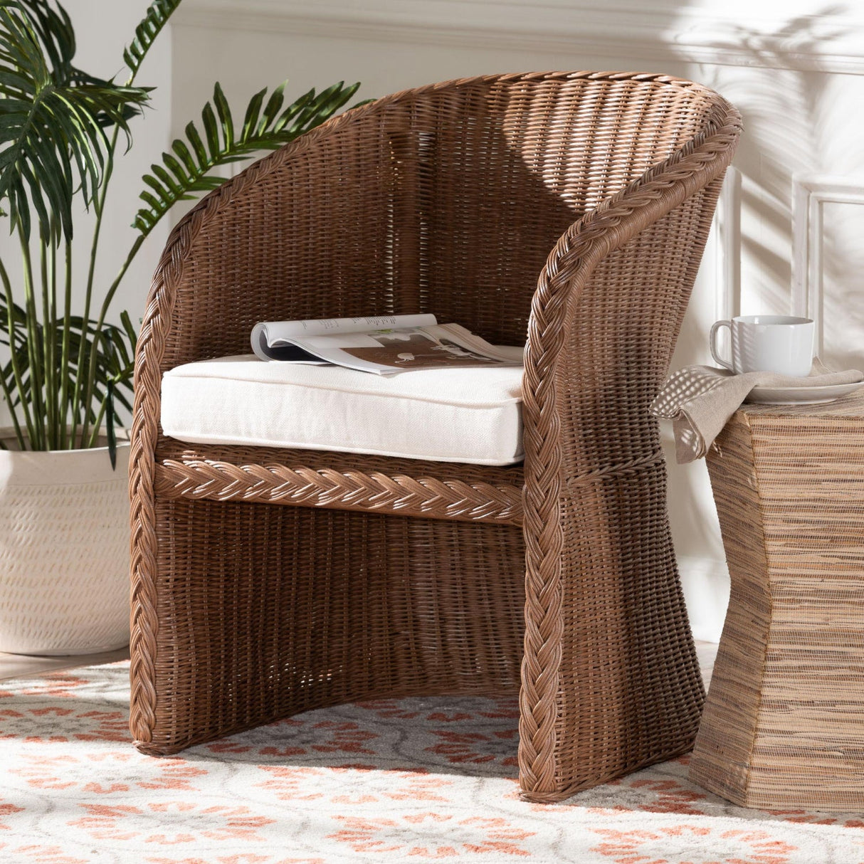 Modern European furniture - Braided Rattan Accent Chair - www.oroa.com