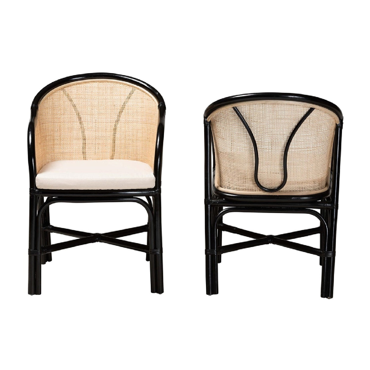 Modern European furniture - Black Framed Rattan Dining Chairs 2 - www.oroa.com