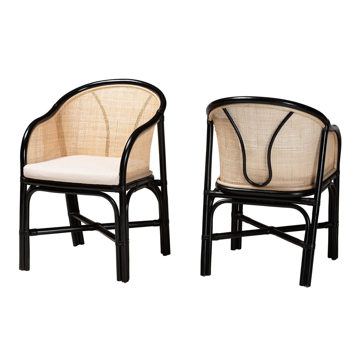 Modern European furniture - Black Framed Rattan Dining Chairs 2 - www.oroa.com