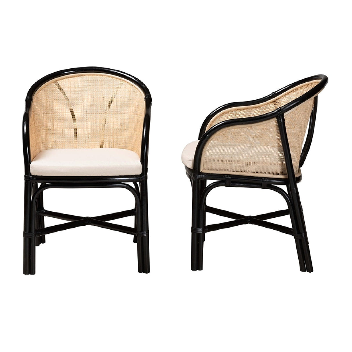 Modern European furniture - Black Framed Rattan Dining Chairs 2 - www.oroa.com